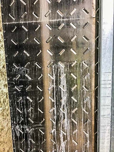 Aluminium after contact with wet concrete