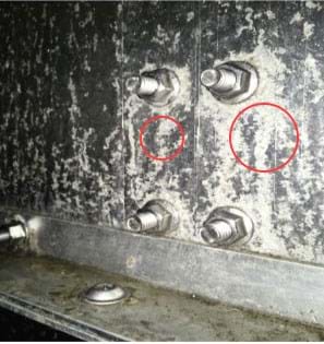 Aluminium with severe galvanic corrosion